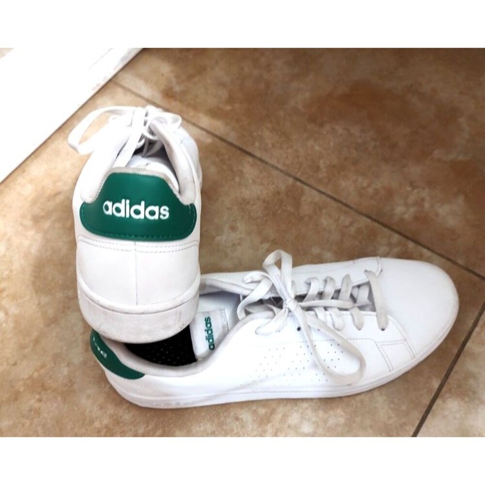 Men's White Green Adidas Cloudfoam Advantage Sneakers Sz 11.5 #GZ5300